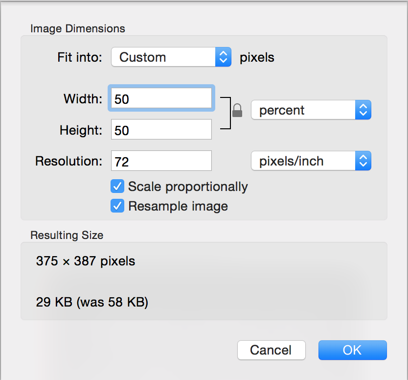 Adjust Size sheet