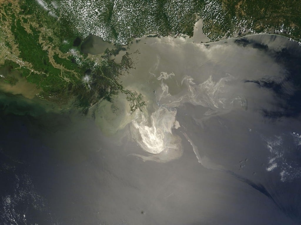 Deepwater Horizon oil slick, in a May 2010 NASA image
