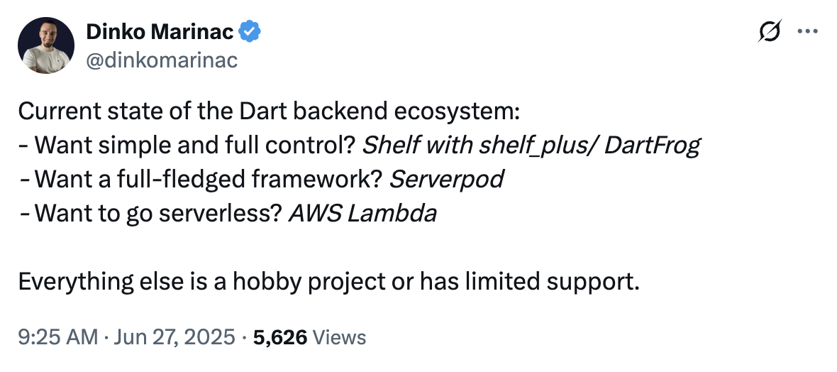 Most Dart packages are a hobby project or have limited support