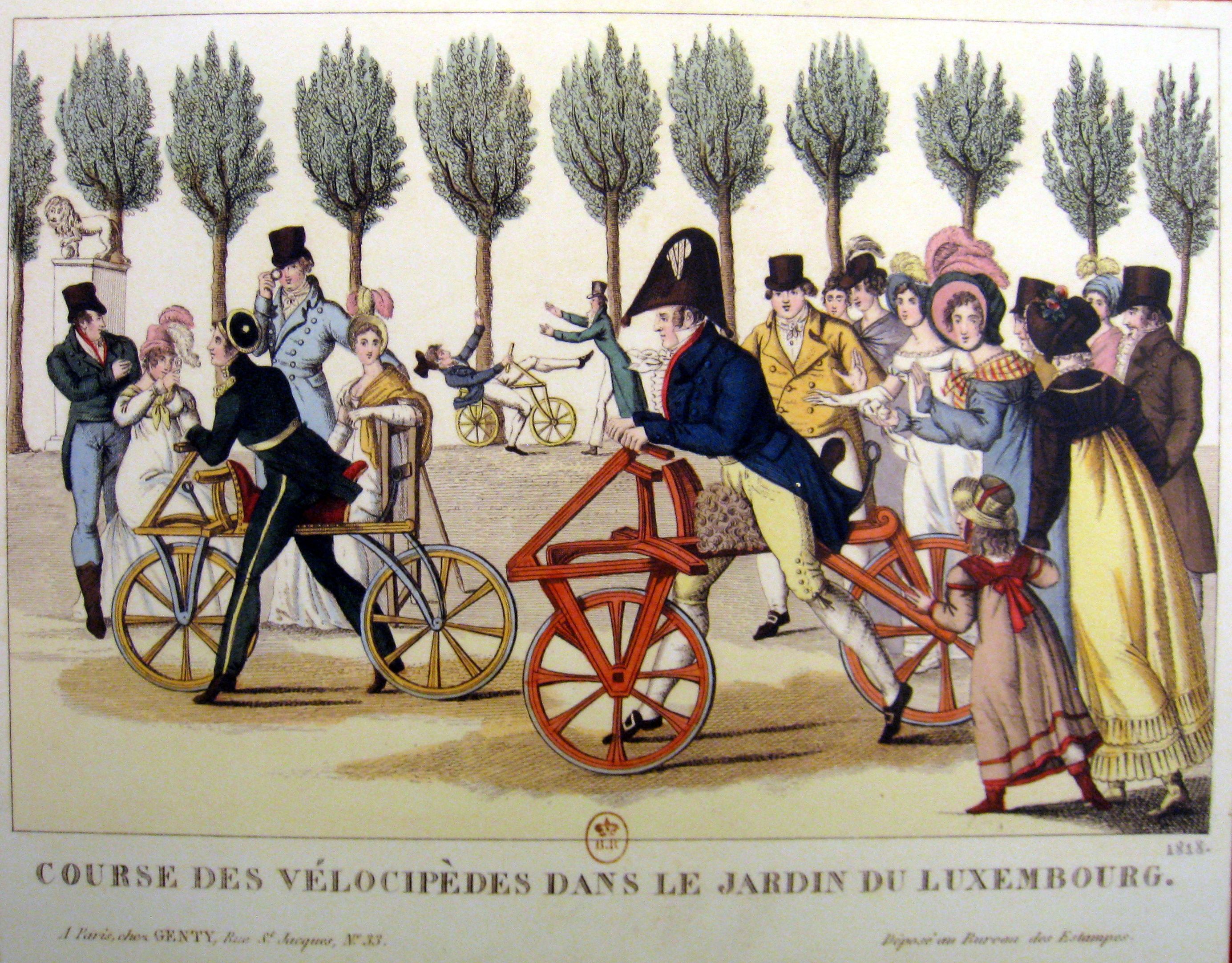 Velocipedes, Jardin de Luxembourg, 1818
