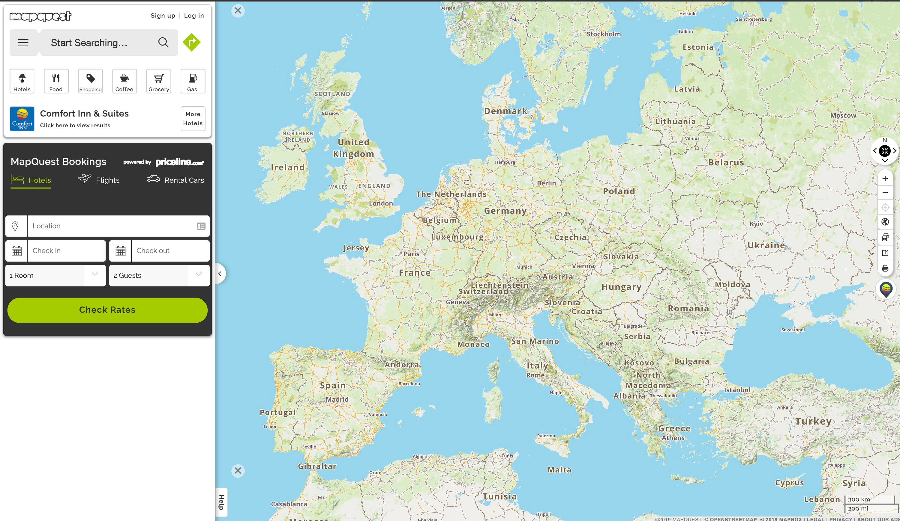 Screenshot MapQuest, Oktober 2019