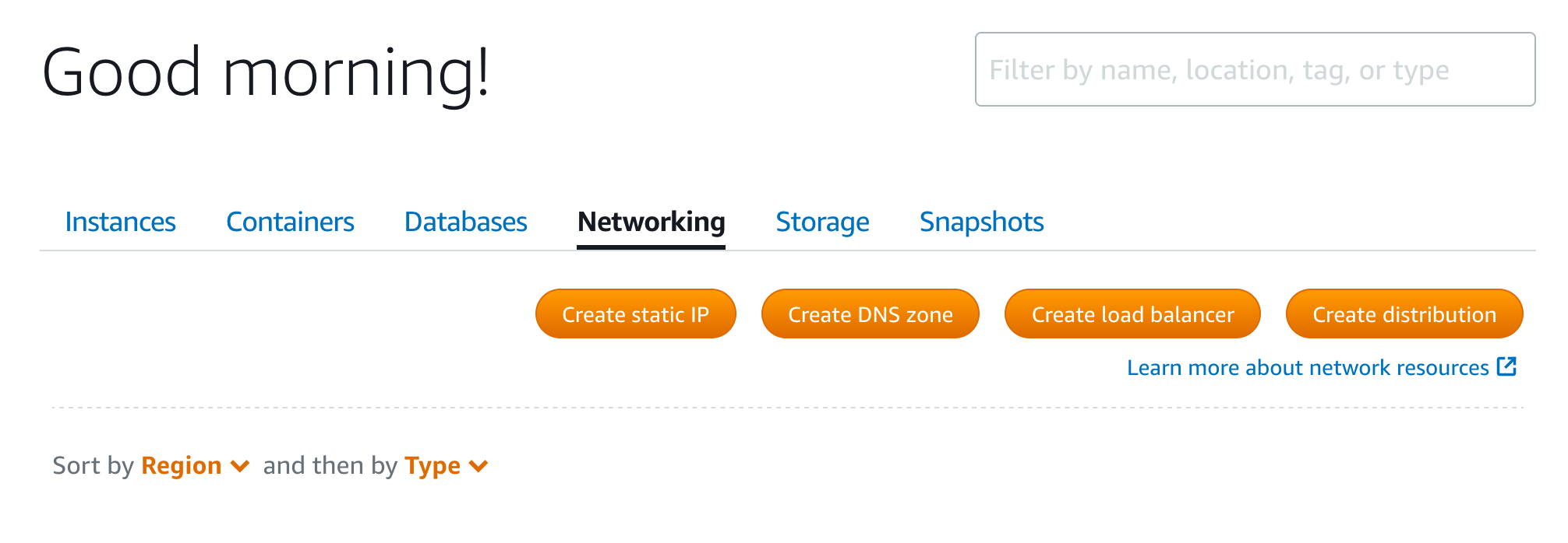 Select Networking on AWS Lightsail
