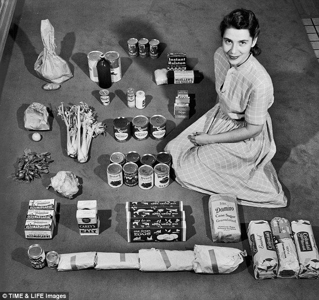1947 Housewife With Food For a Week