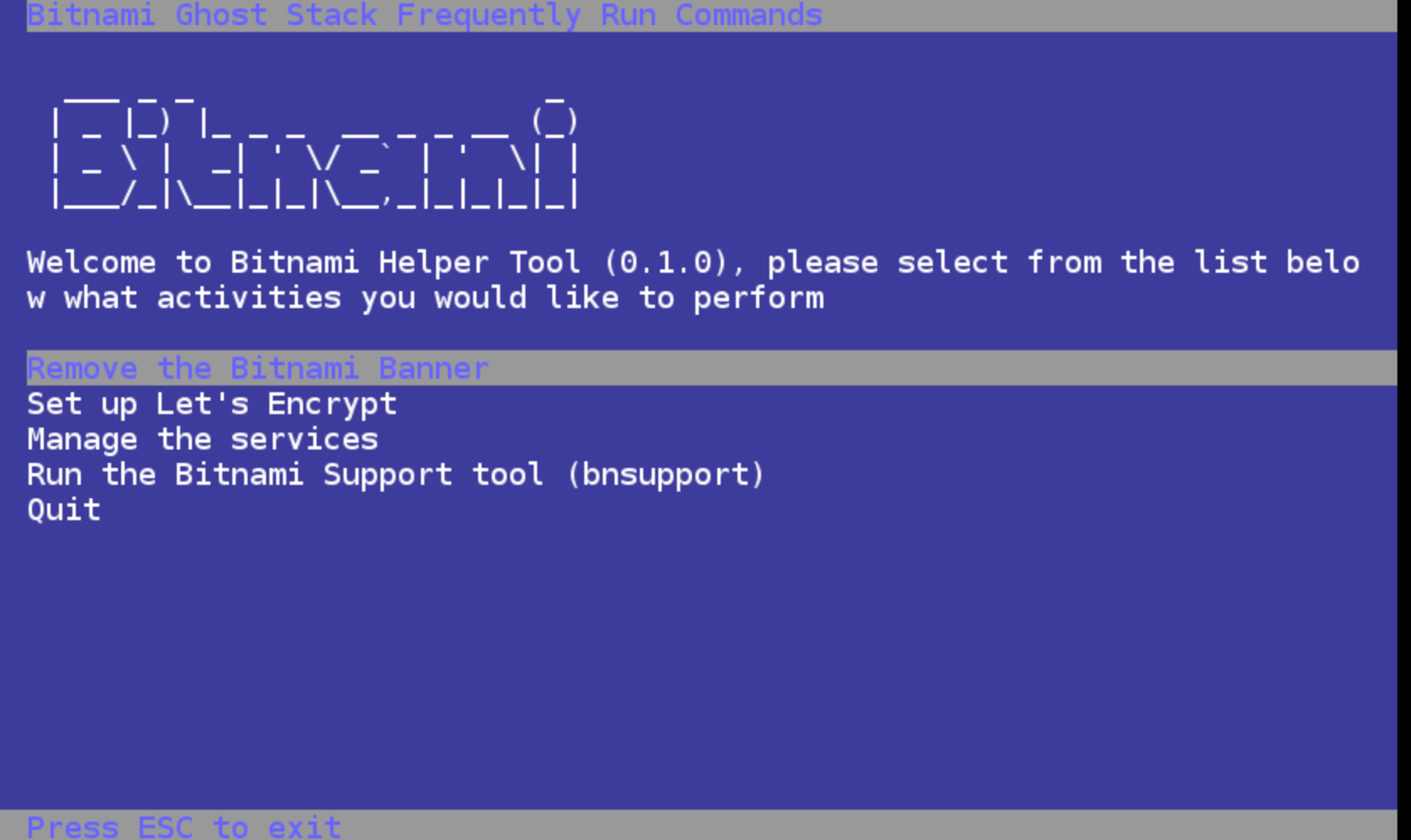 Bitnami Configuration Screen