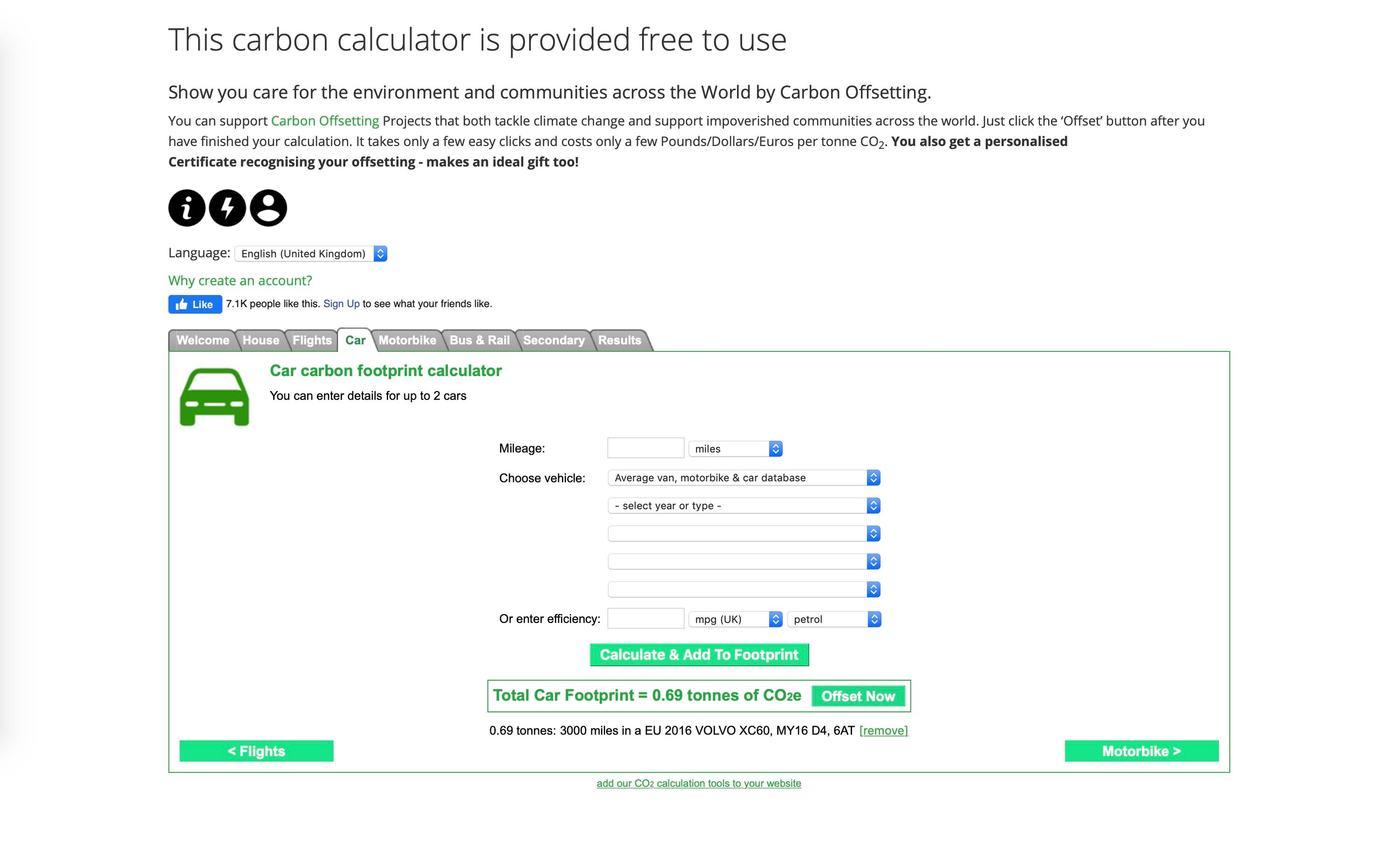 Carbon Footprint calculator