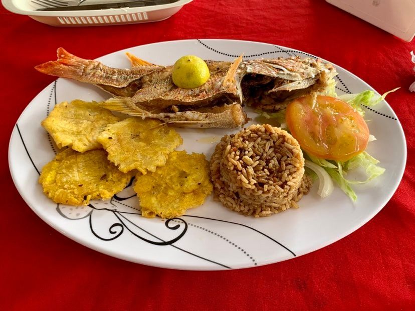 Fried fish on the beach