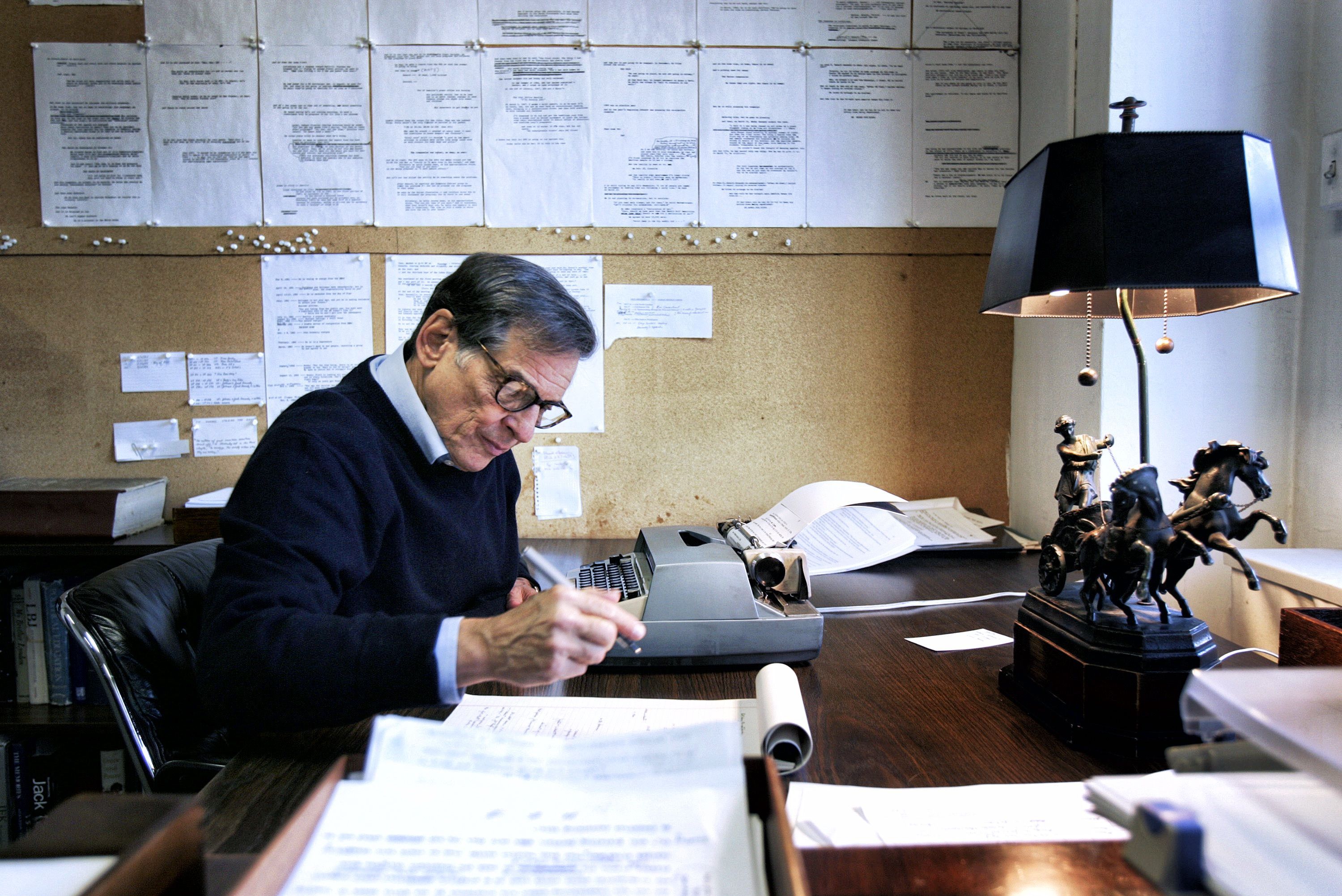 Robert Caro working at his desk