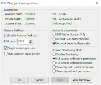 RDP Wrapper Configuration