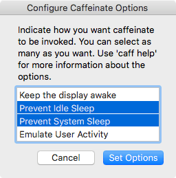 Caffeinate Control Configuration