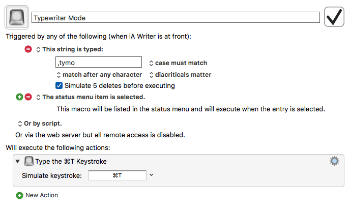 iA Writer: Typewriter Mode