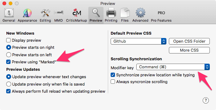 Marked and Synchronized Scrolling