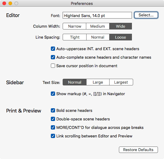 Preferences