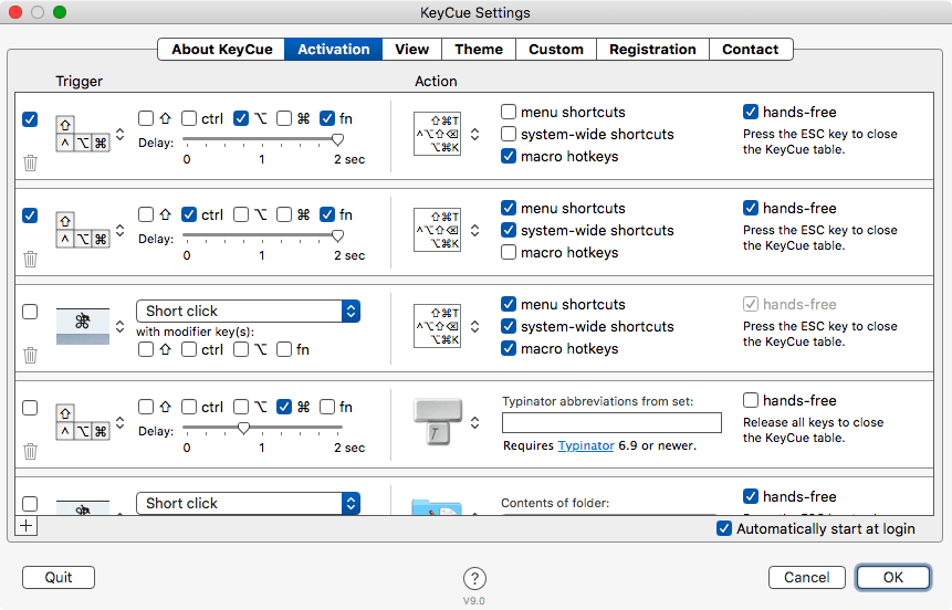 KeyCue Settings