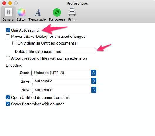 PlainPad Preferences General