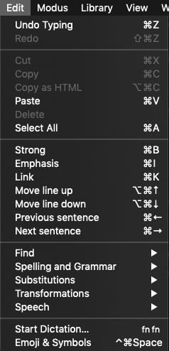 uFocus Keyboard Commands