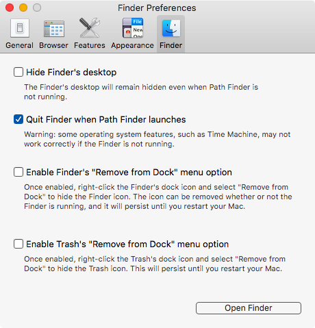 Regulating Finder Behavior in High Sierra