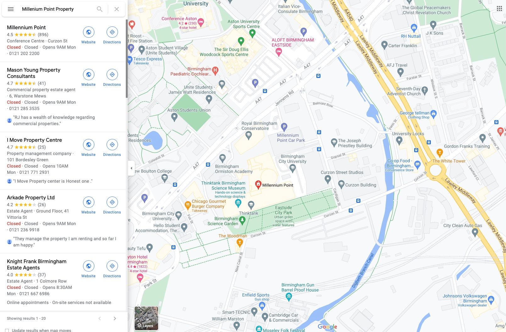 Birmingham City University (web only - Google Maps)