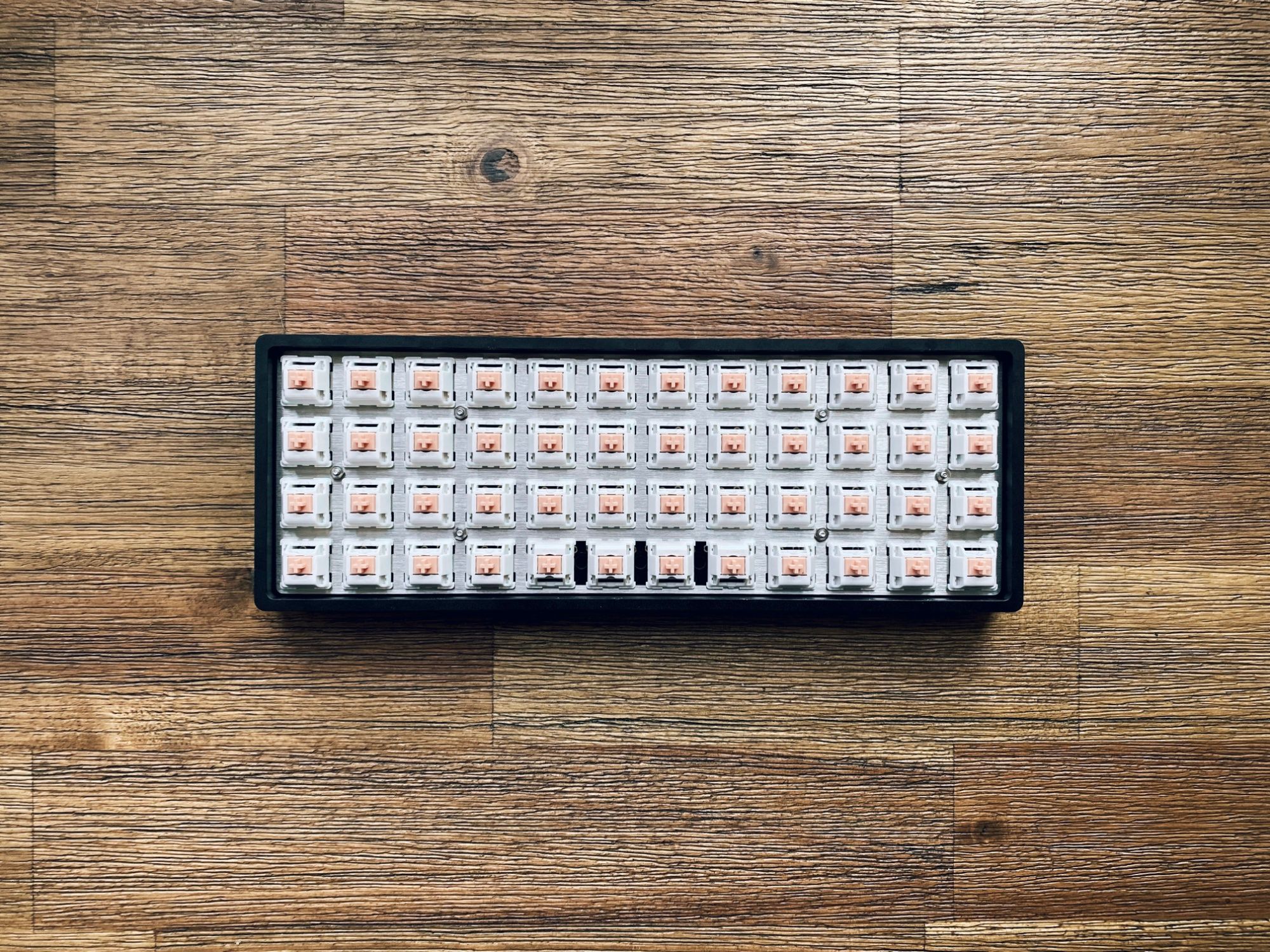 Planck Keyboard mounted with Holy Panda switches