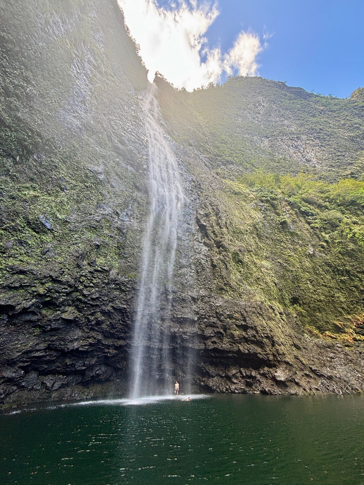 Me under a waterfall
