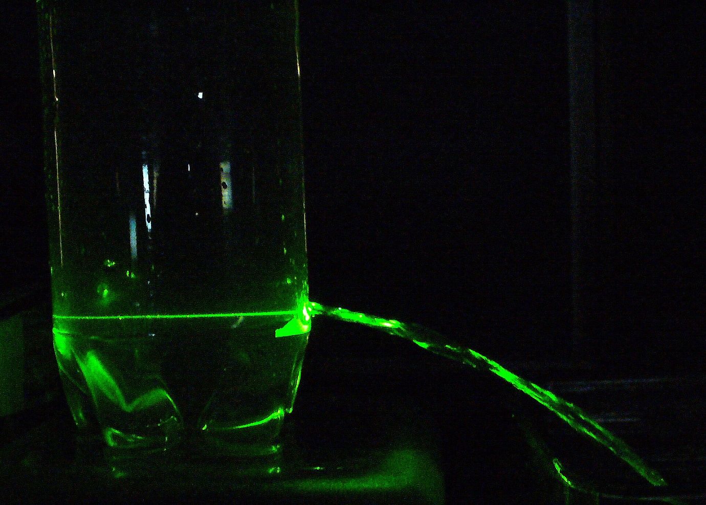 A green liquid in a glass Description automatically generated