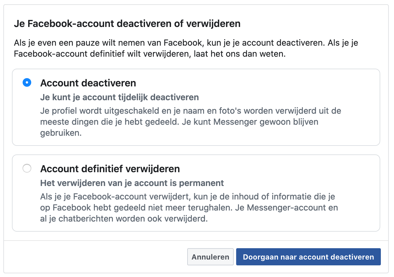 Facebook deactivation