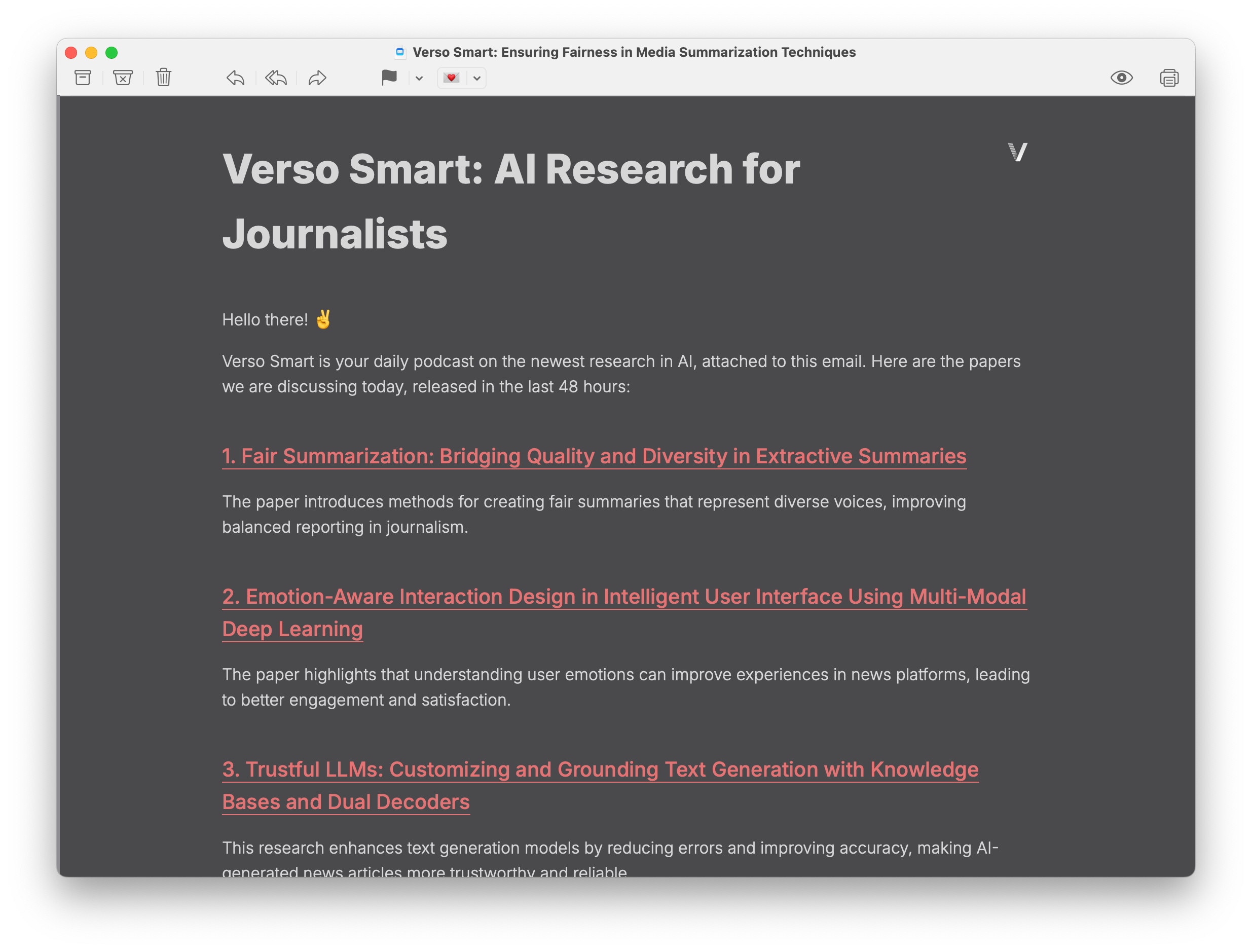 Here’s a sample Verso Smart newsletter