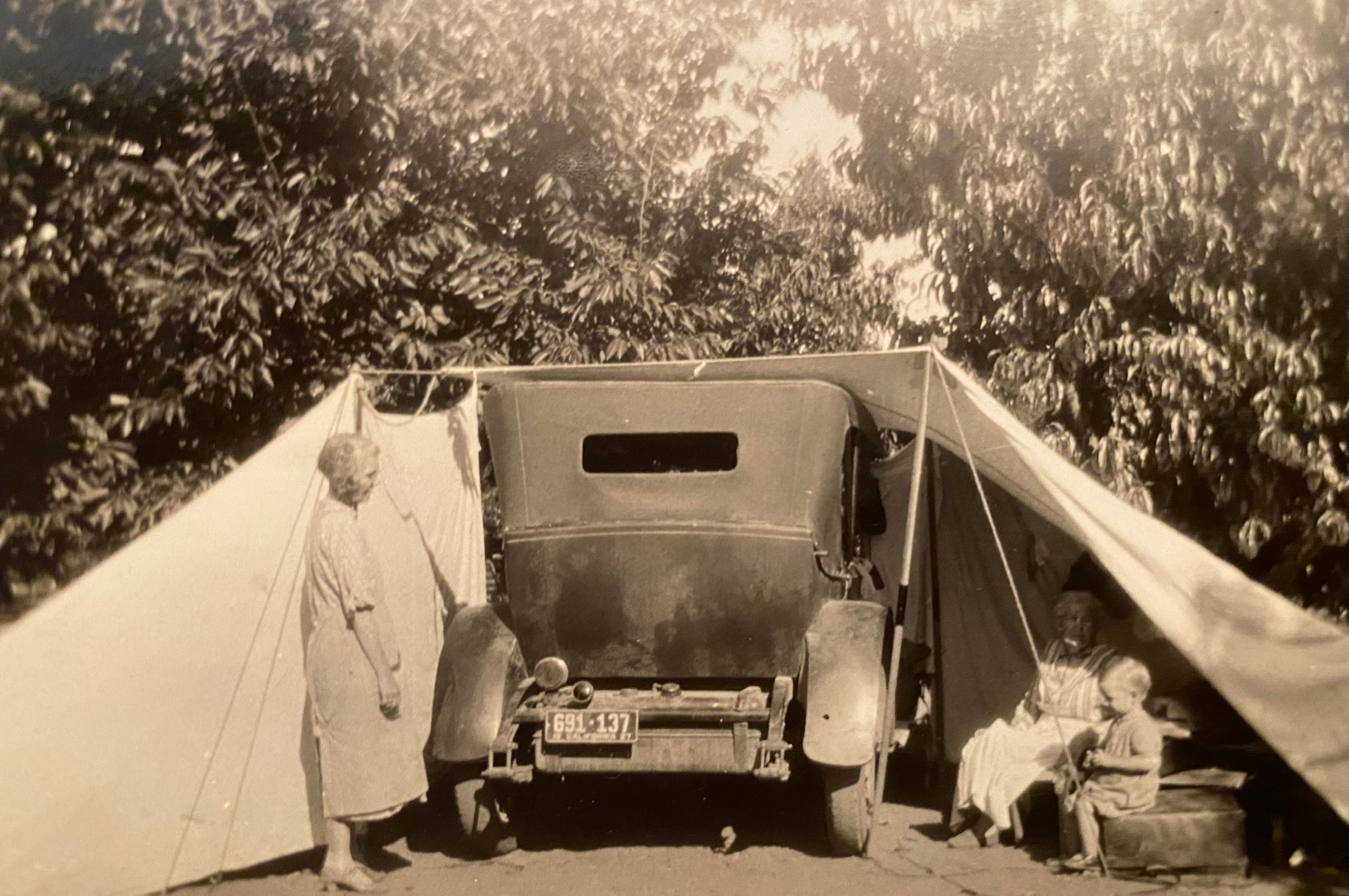 My grandma’s family camping while picking fruit in California