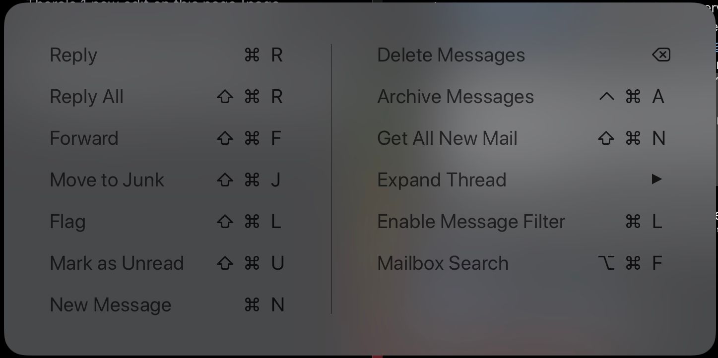 Mail Keyboard Shortcuts