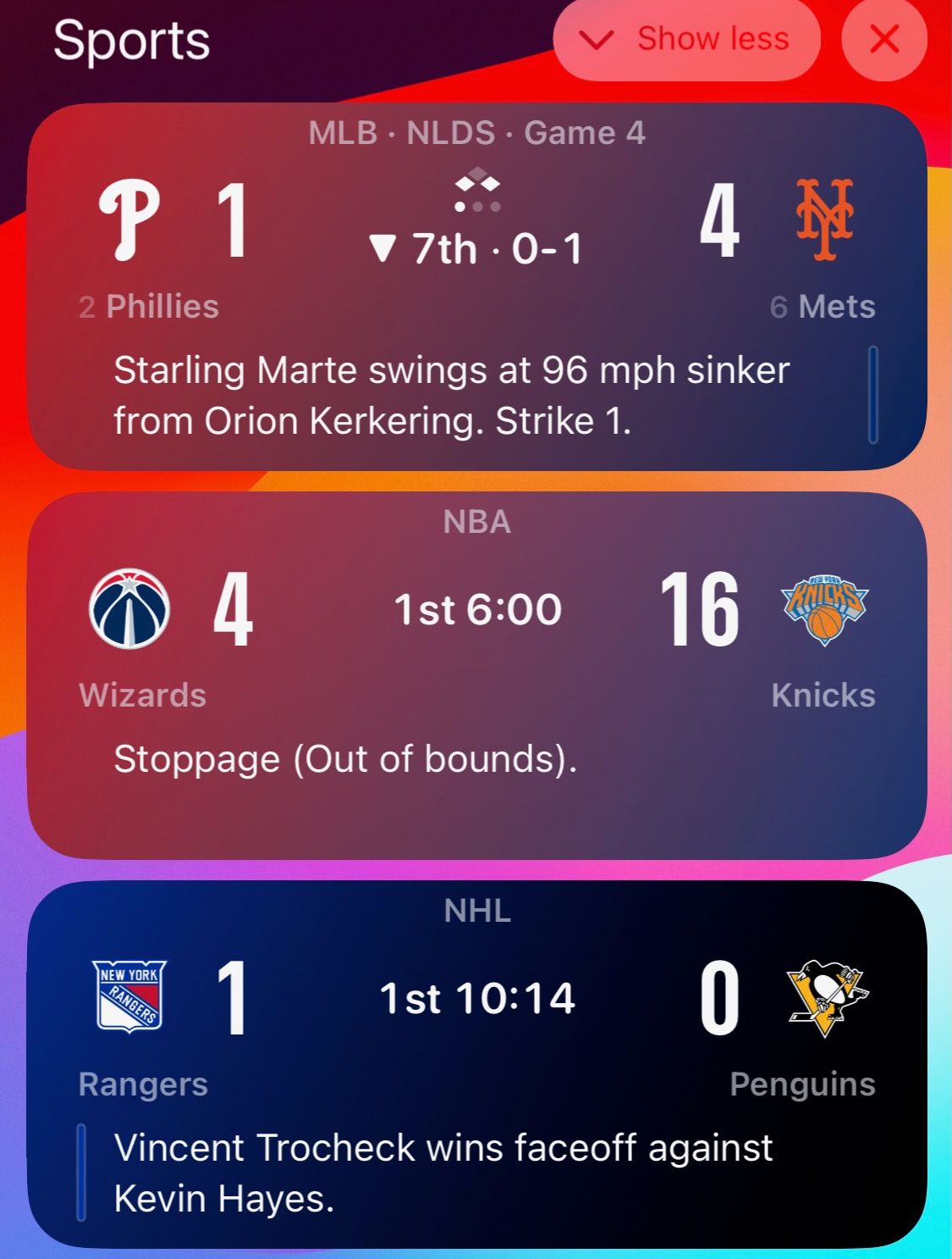 Apple Sports App Live View