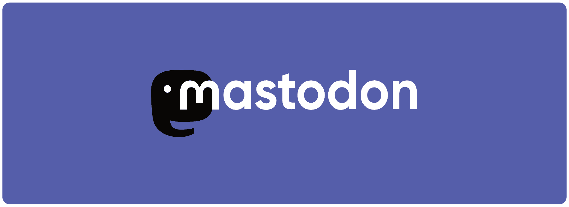 Mastodon logo, white text on purple background