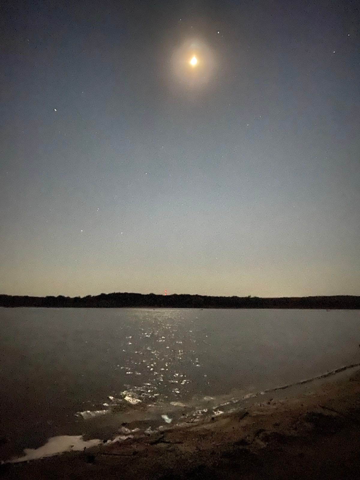 moonlight on the beach at lake whitney