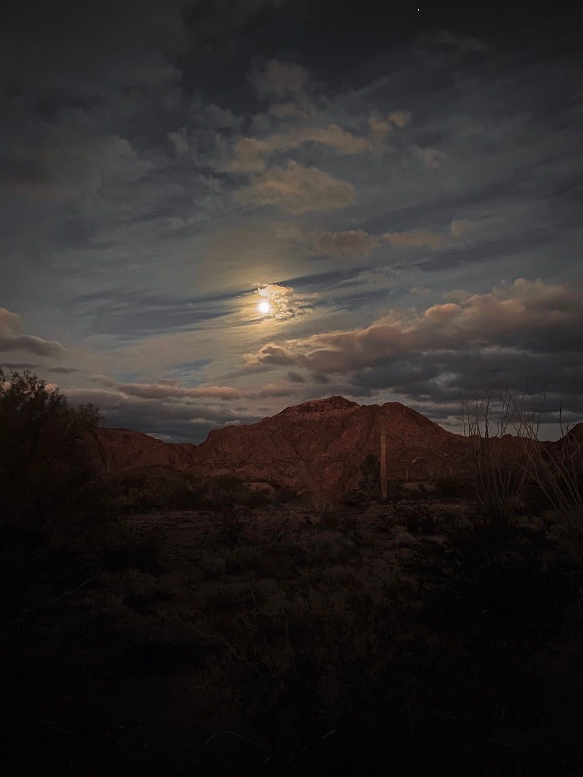 moonlit sky over the kofa mountains in arizona