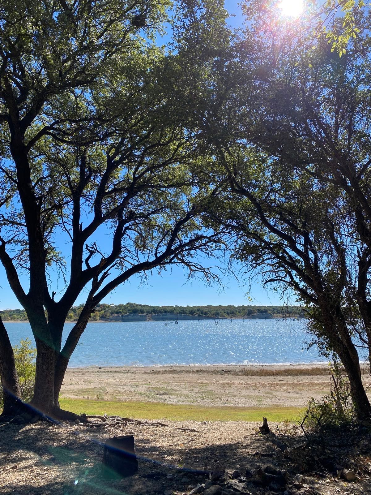 view from todays campsite on lake whitney texas