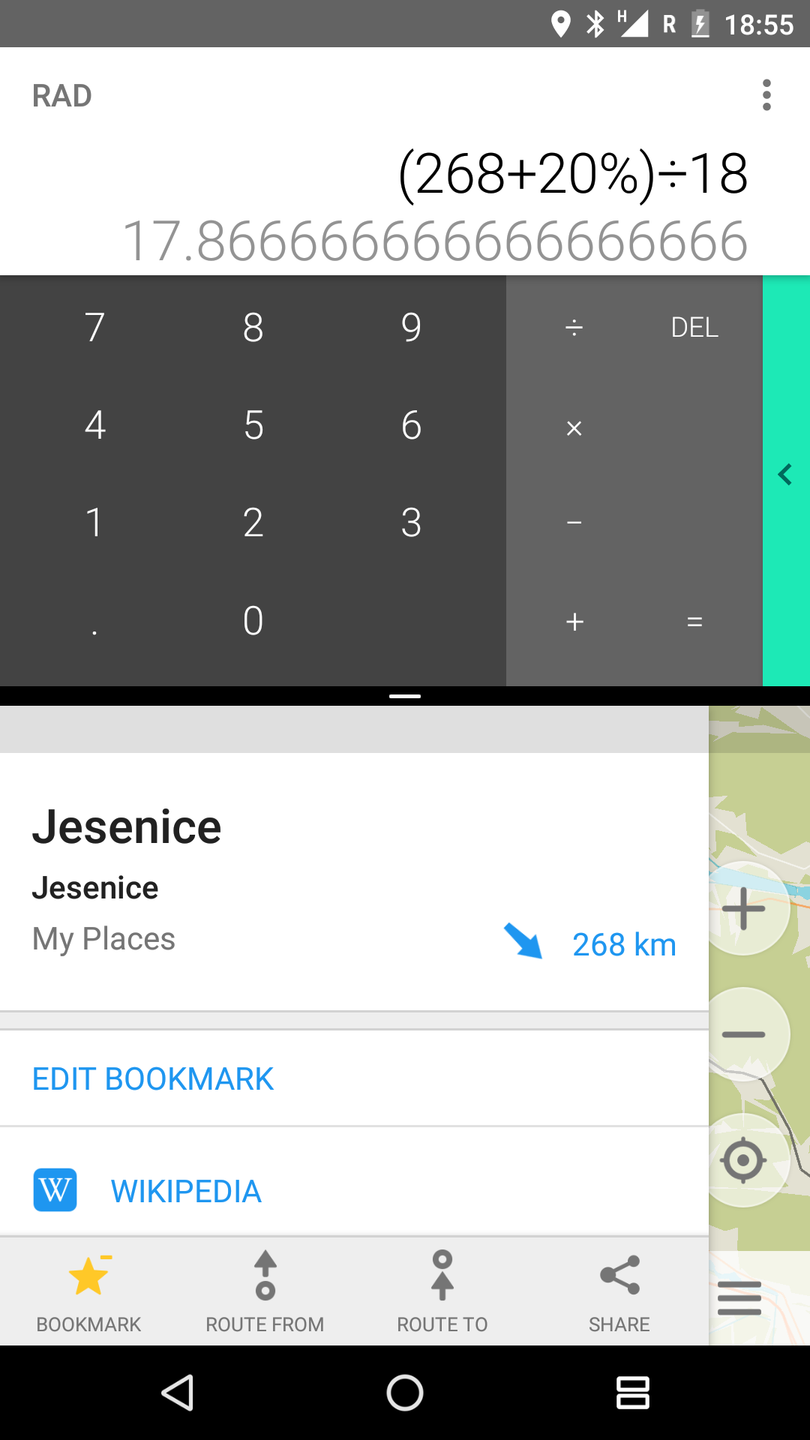 A back-of-the-envelope calculation to figure out how many days it’ll take me to get to a given destination, assuming I average 18 km/day and the route is 20% more crinkly than the crow-flies distance. 18 days to Jesenice is Slovenia.