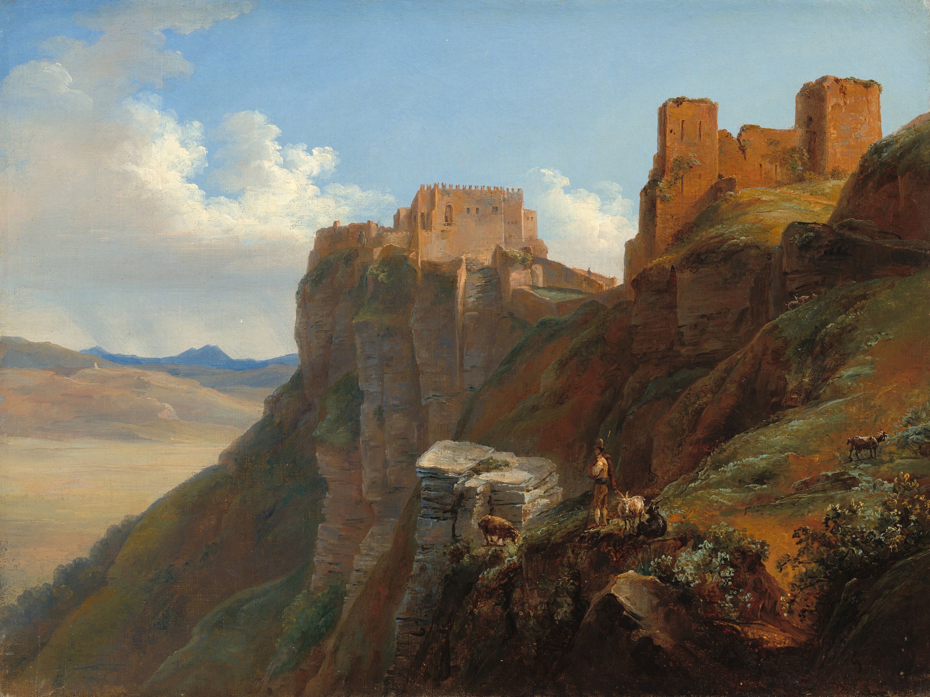 Cliffside view of the Castello Di San Guiliano near Trapani, Sicily