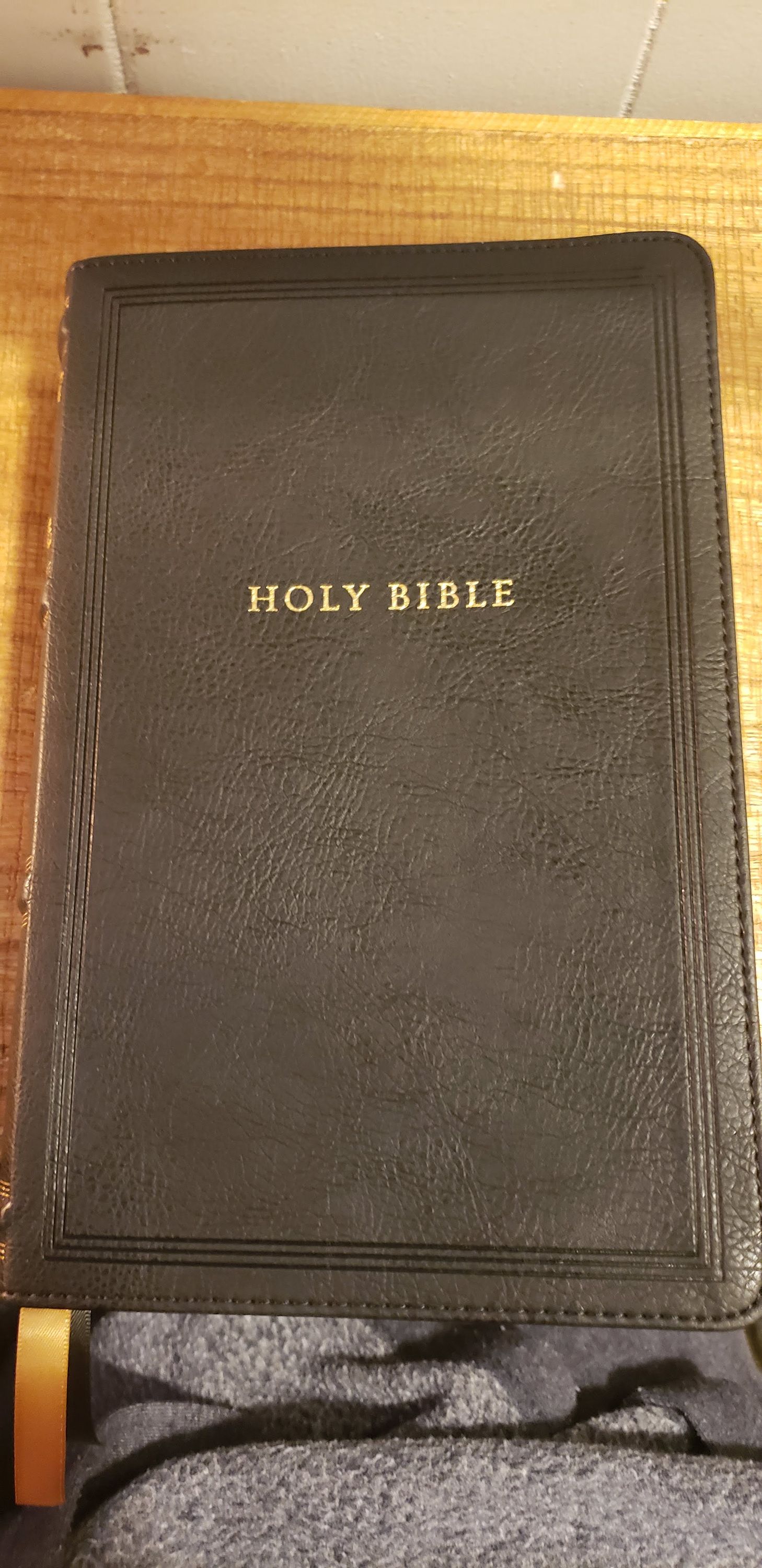 Black front cover of a kjv holy bible