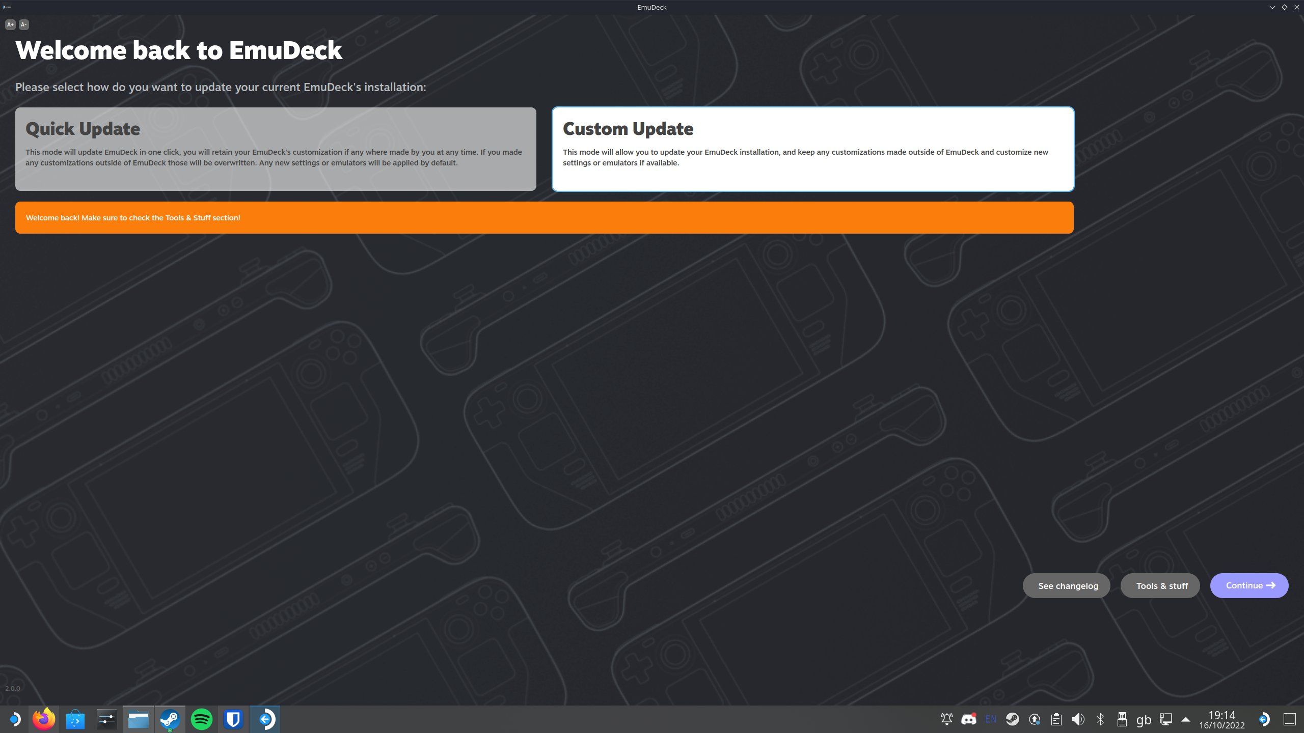 Select the Tools & Stuff button on the bottom of the EmuDeck window inbetween the See changelog and Continue buttons
