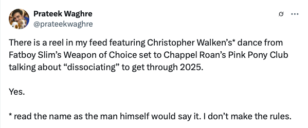 Screenshot of a post by me about thid reel.