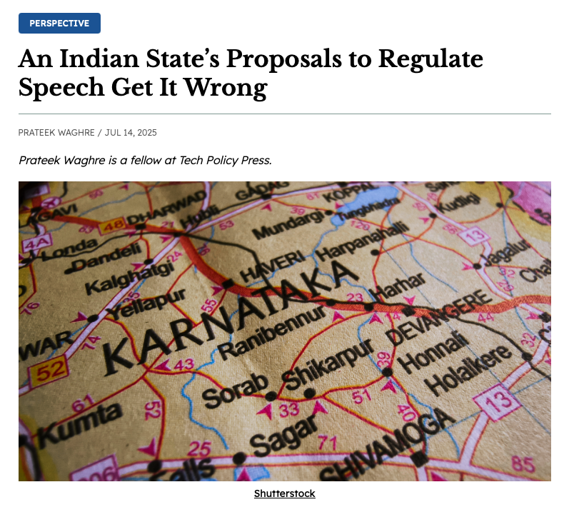 Screenshot of the article on Tech Policy Press