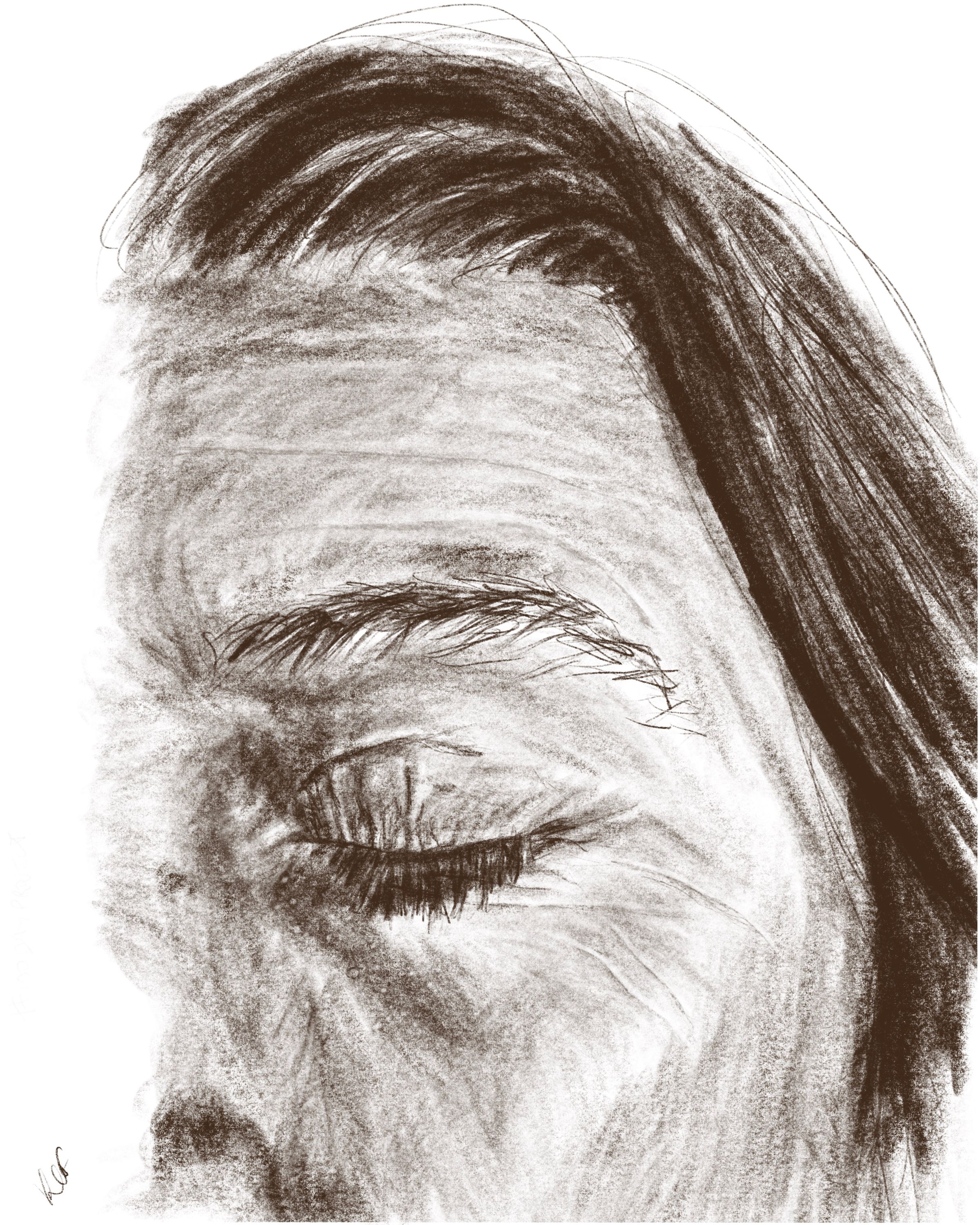 kim up close - digital pencil drawing