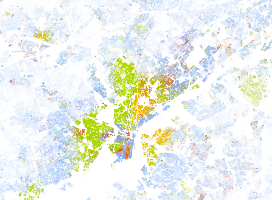 Philadelphia metropolitan area, from a new map created by Dustin Cable of the University of Virginia’s Weldon Cooper Center for Public Service.