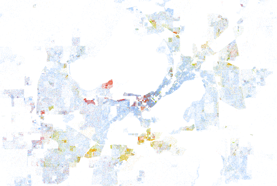 Cartographer’s-eye view of Madison, Wisconsin, the home of Walking Point. Screenshot taken from the map created by Dustin Cable of the University of Virginia’s Weldon Cooper Center for Public Service.