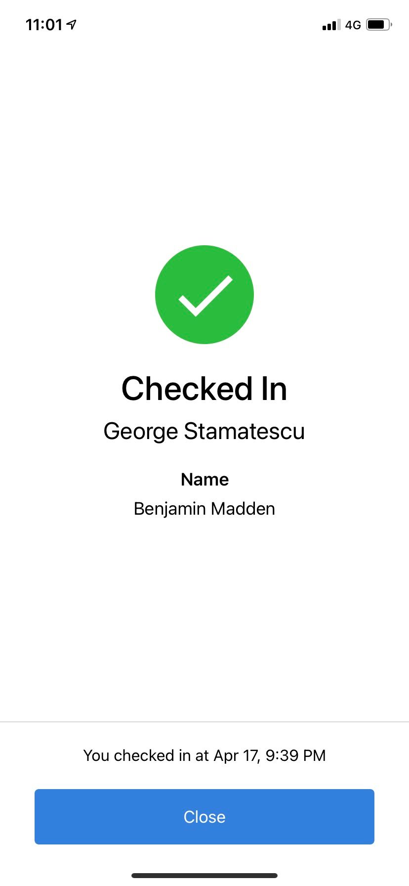 Checked in @ George