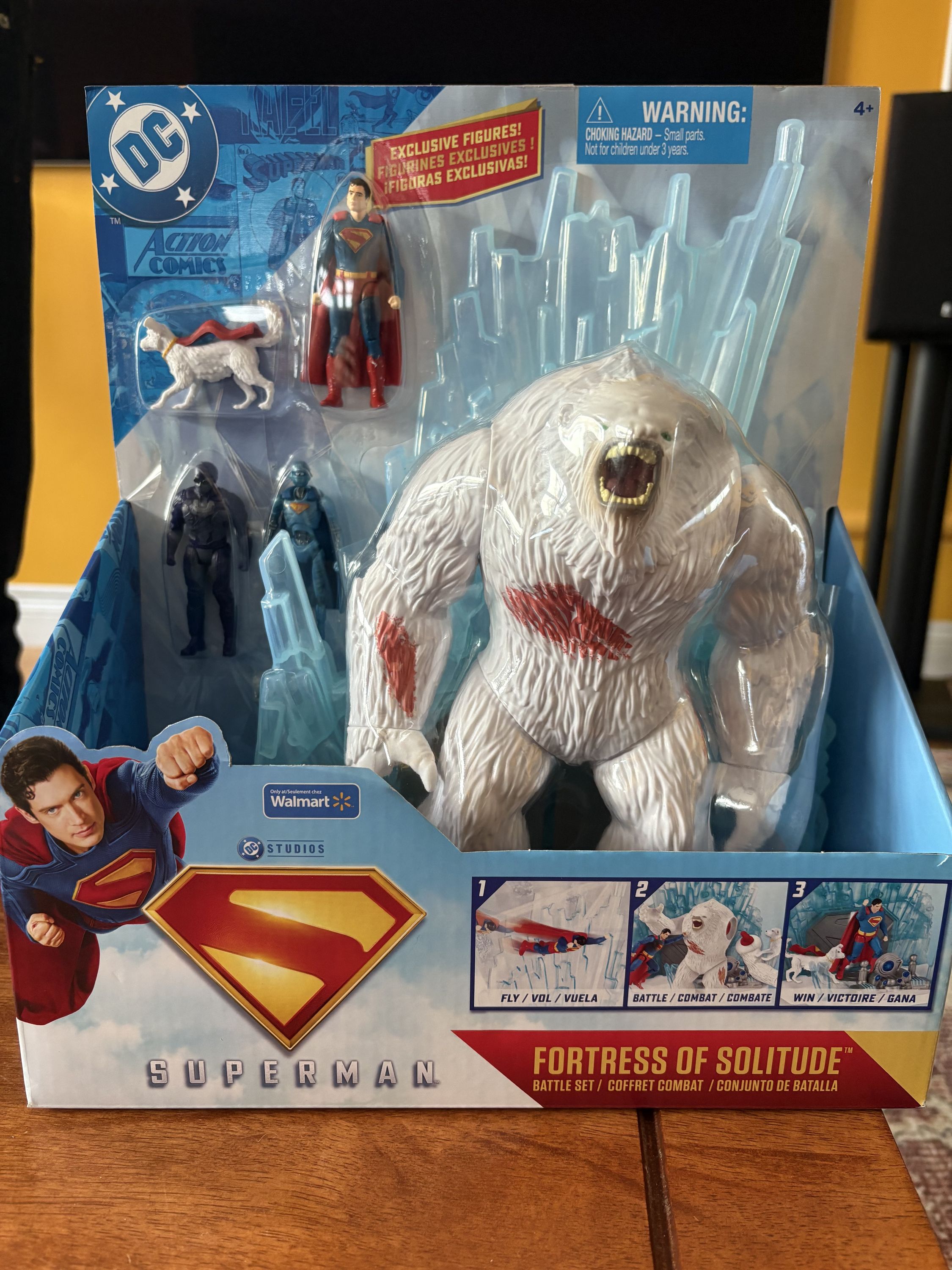 Superman Fortress of Solitude Battle Set with a large Yeti monster and 4 smaller figures. Superman, Ultraman, Robot #12, and Krypto.
