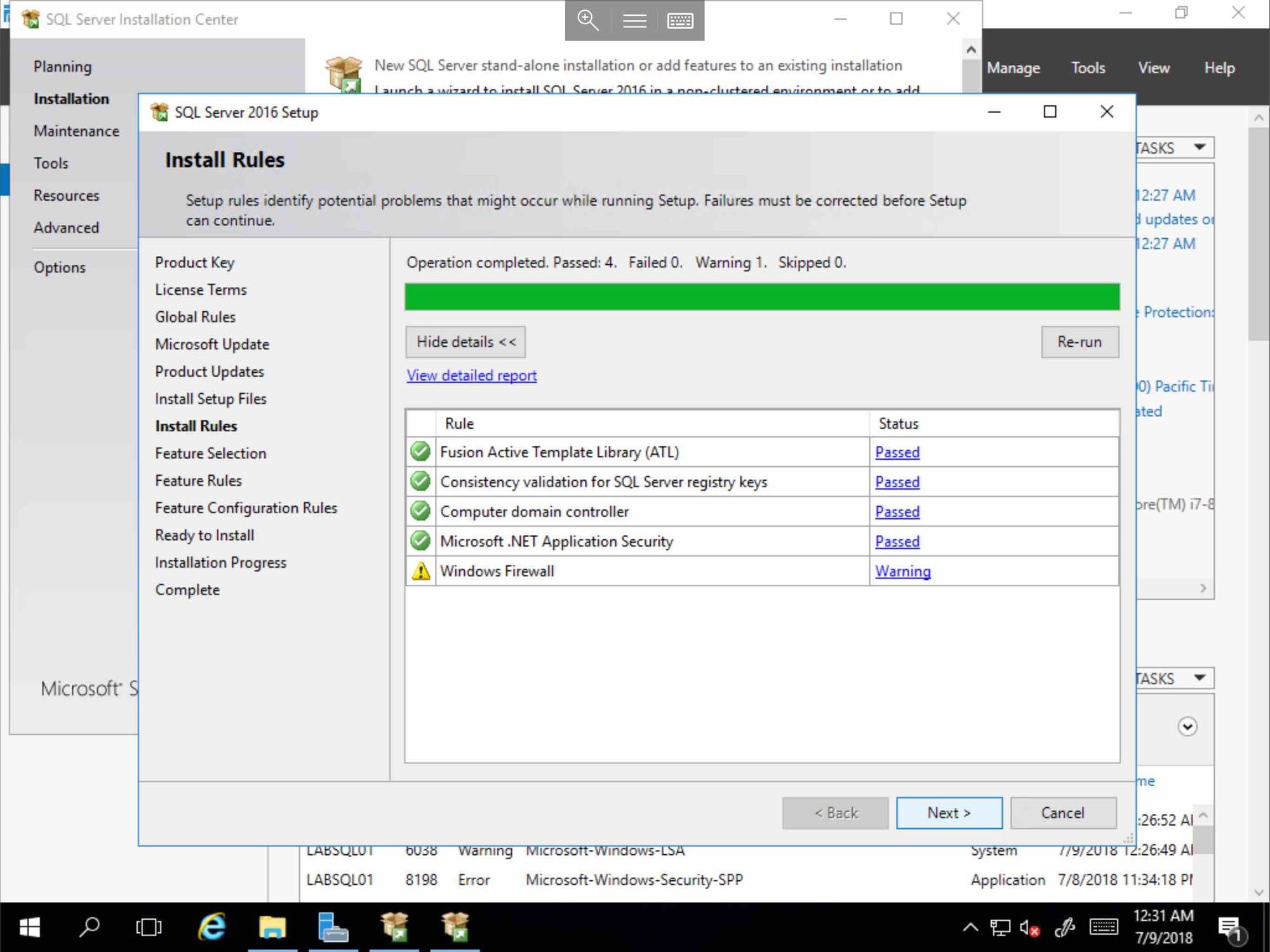 Screenshot of MS SQL installing