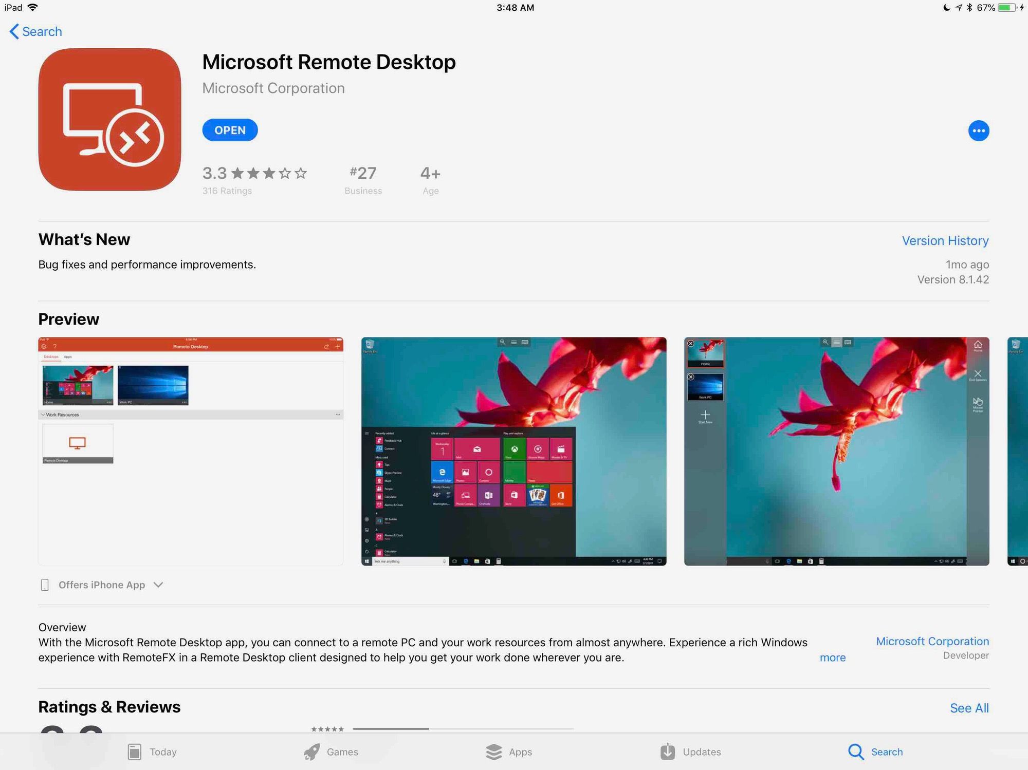 Microsoft RD client in the iOS App Store