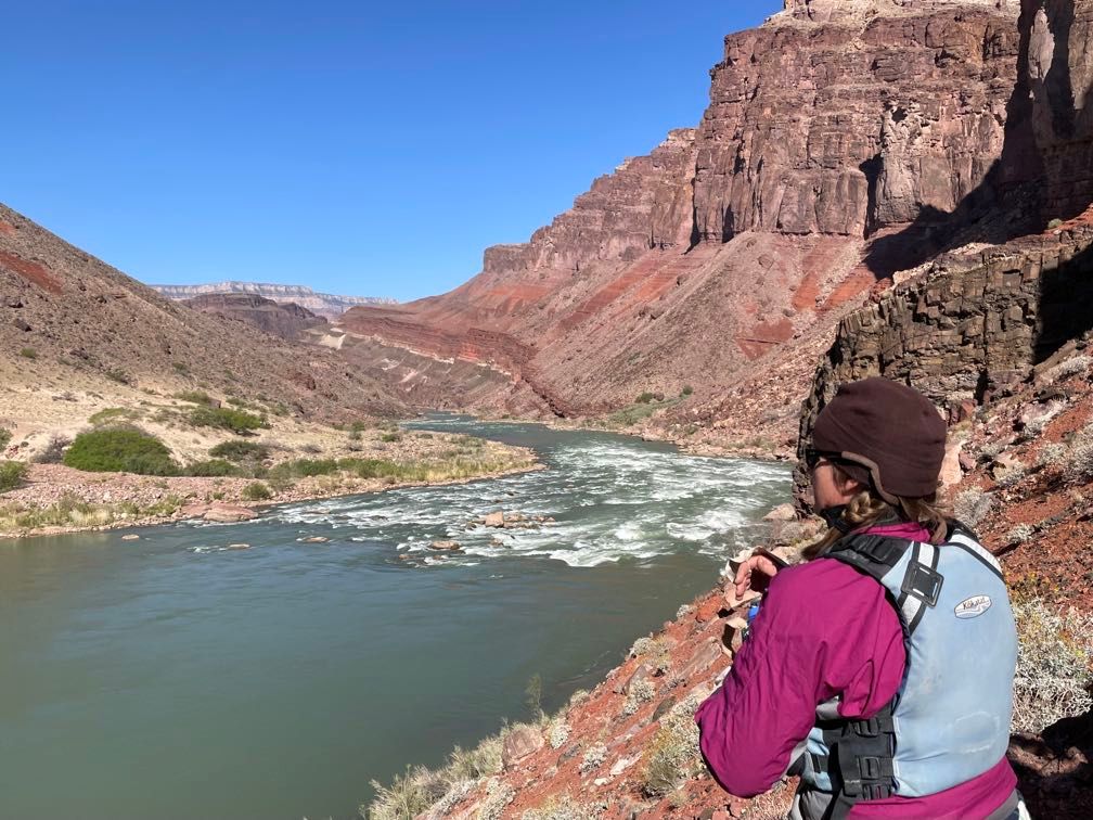 Amy scouting Hance Rapid