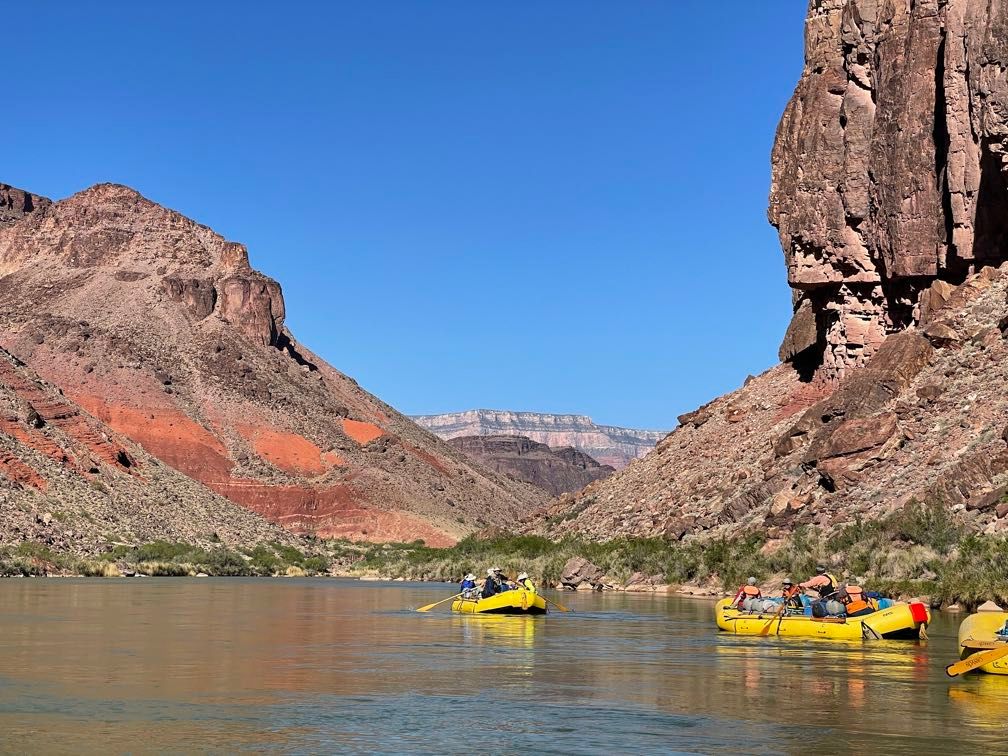 Rafting downriver