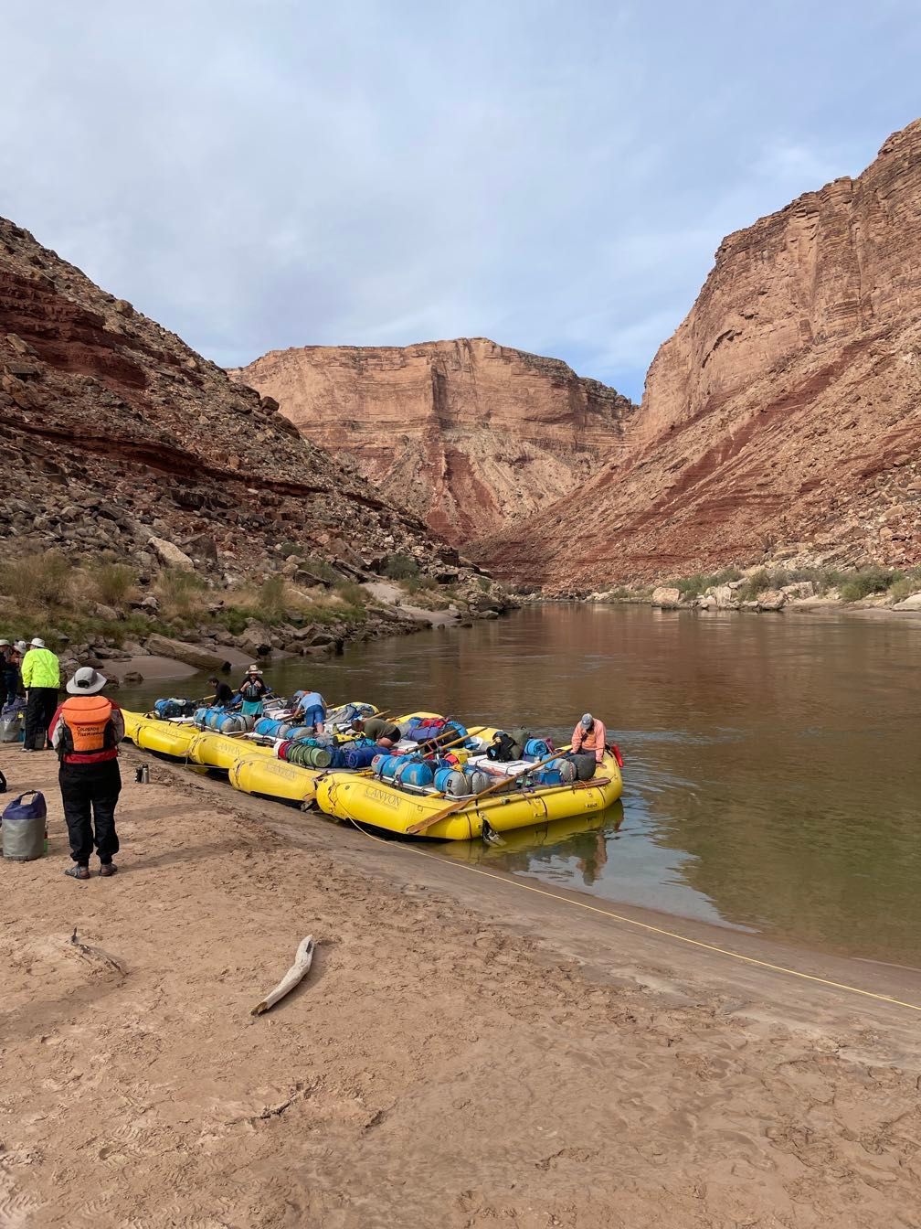 Rafts at our first camp