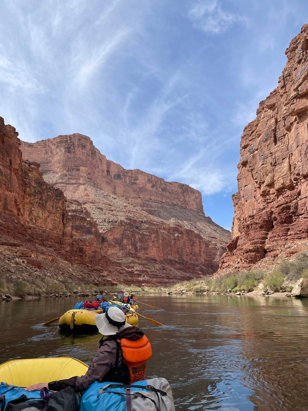 Rafting downriver